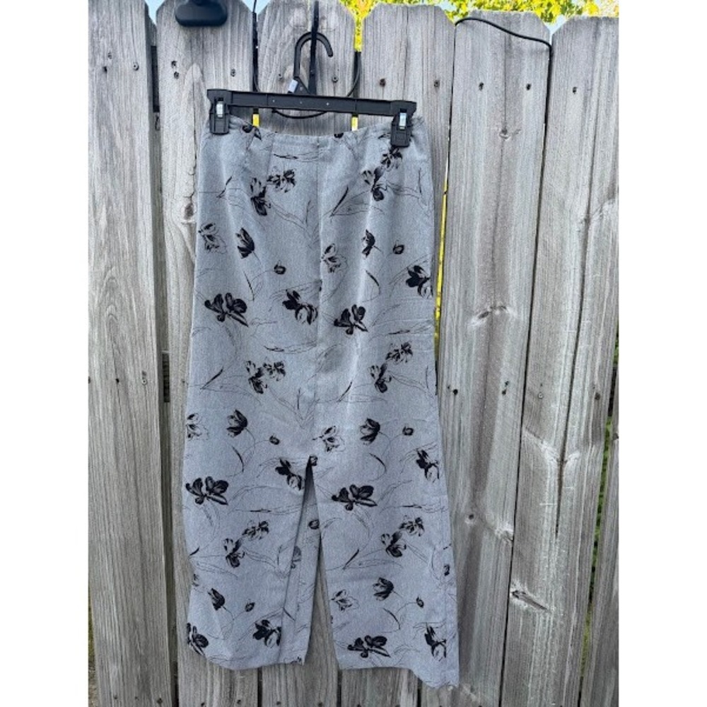 Bentley Gray Black Floral Maxi Skirt Size 4 Back Slit Professional Office 3033